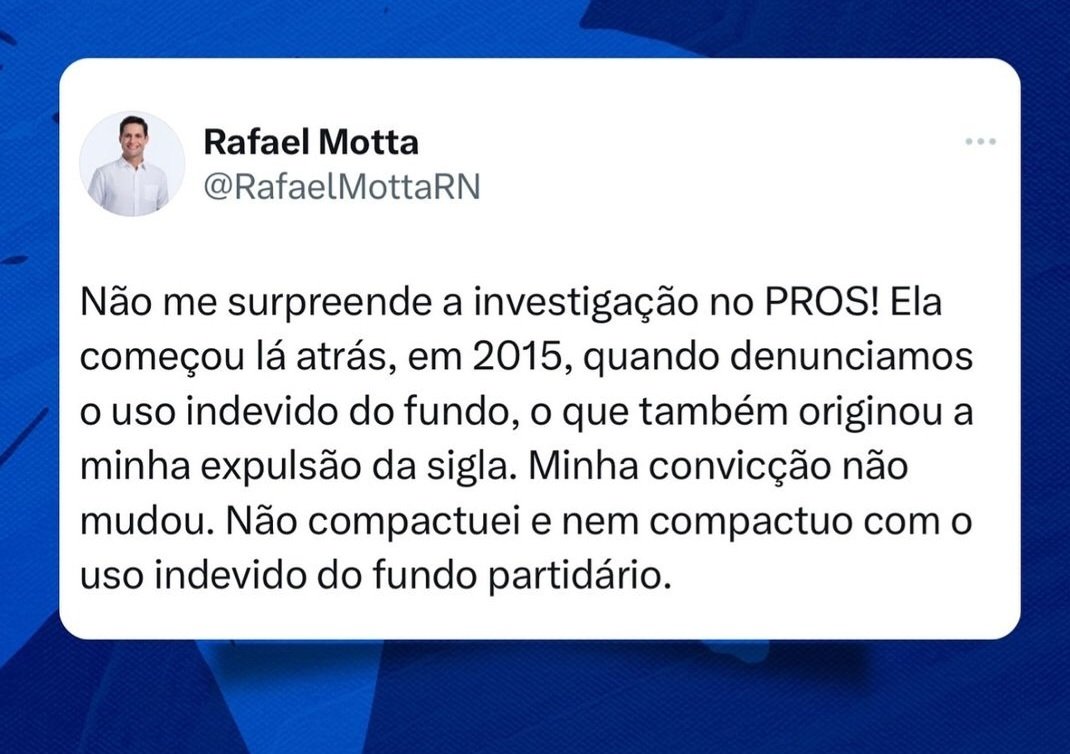 Rafael Motta denunciou esquema de fraude no fundo eleitoral em 2015:”não me surpreende”