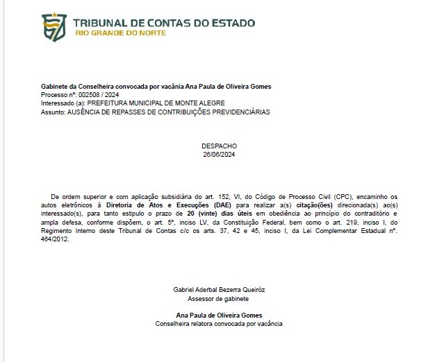 Monte Alegre/RN: TCE aponta que prefeito não repassou valores para a Previdência do Município e rombo chega a R$ 6 milhões