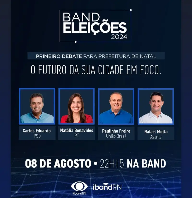 Band promove primeiro debate com candidatos a prefeito de Natal nesta quinta-feira(08)