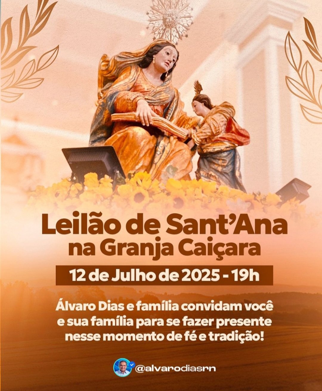 Álvaro Dias convida para tradicional Leilão de Sant’Ana