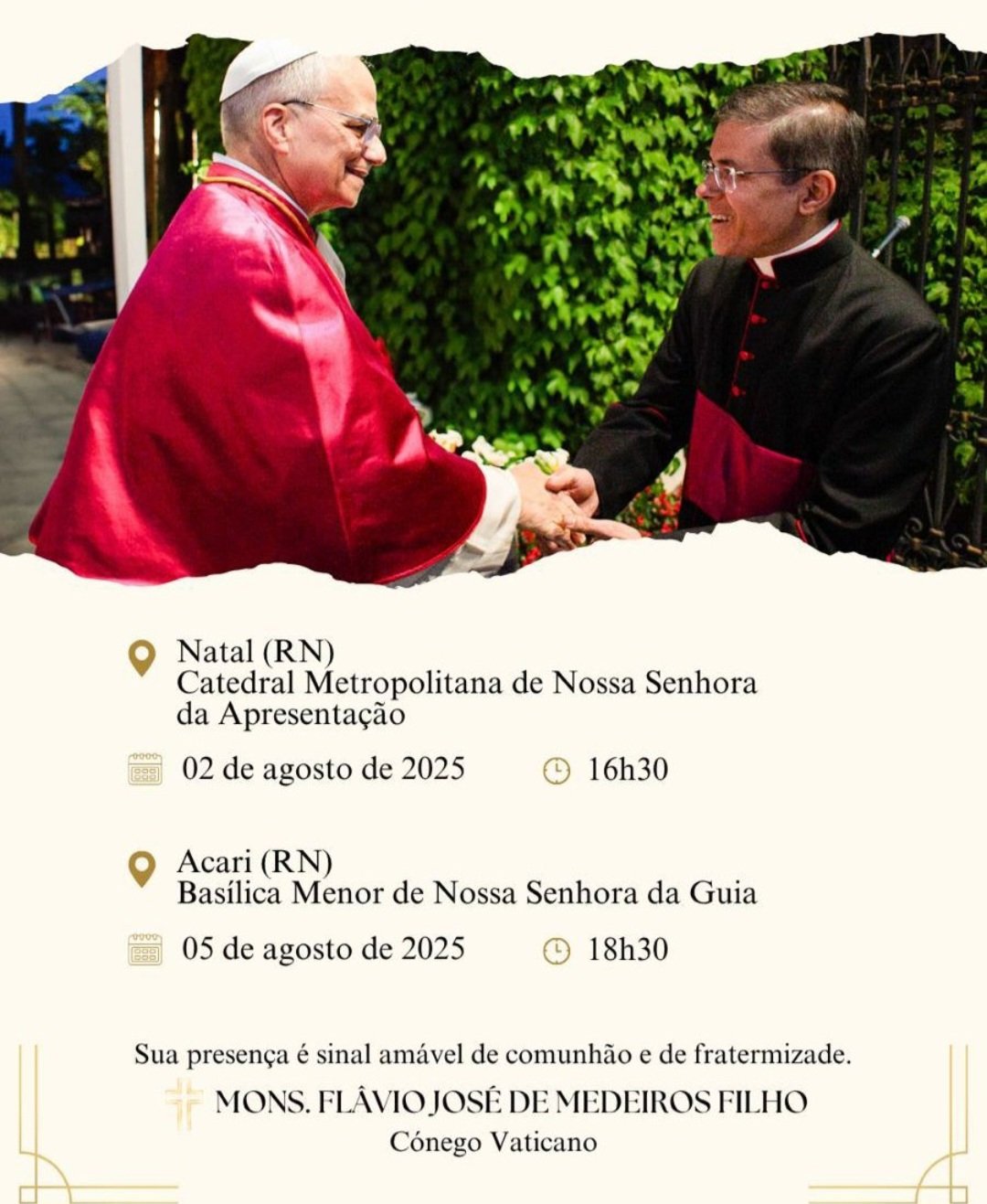 Monsenhor Flávio Medeiros celebra 20 anos de sacerdócio em Natal e Acari