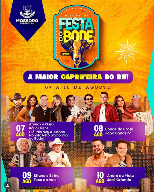 Divulgada as atrações da Festa do Bode 2025