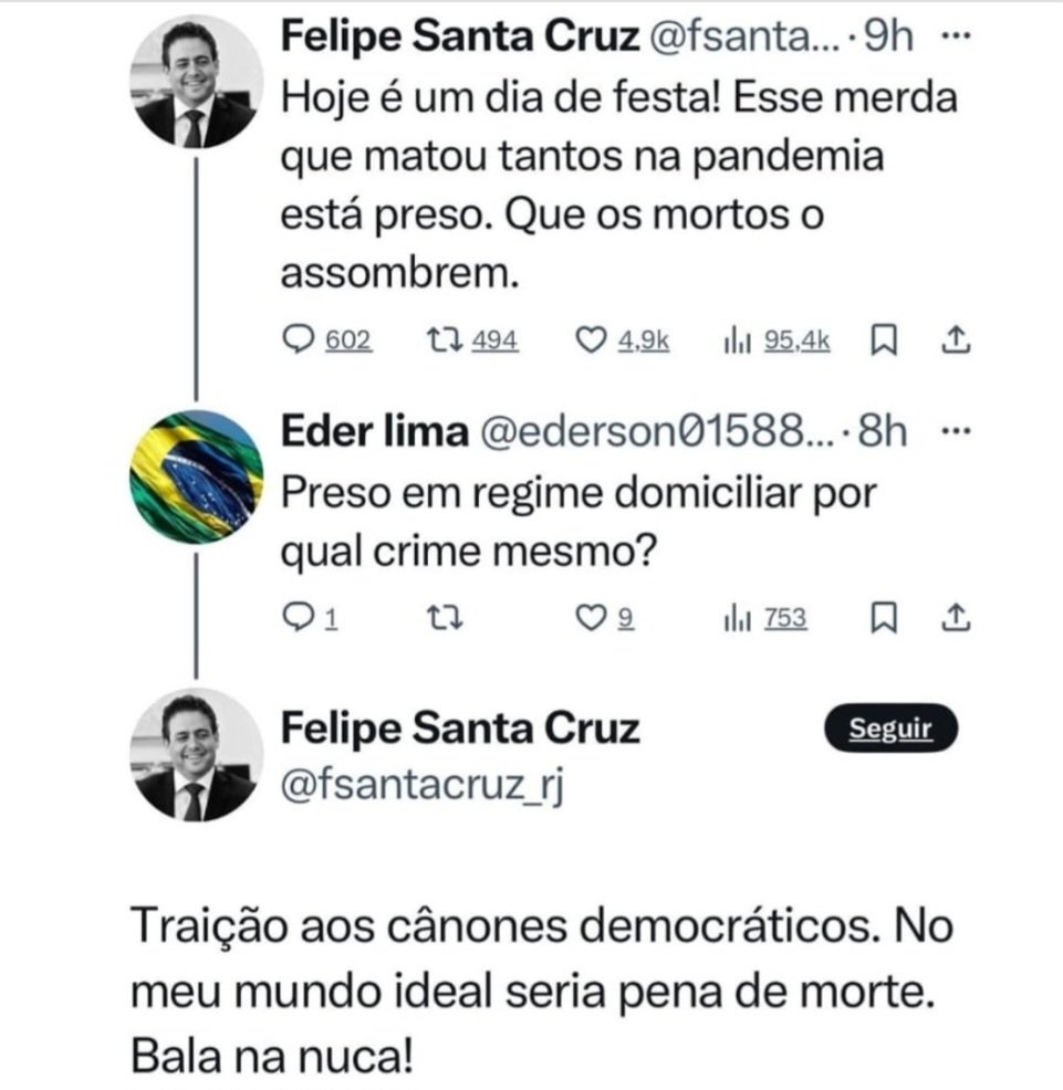 Ex-presidente da OAB defende “bala na nuca” de Bolsonaro