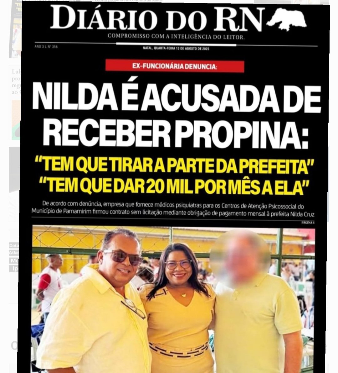 Prefeita de Parnamirim é acusada de receber R$ 20 mil de propina em contrato da saúde