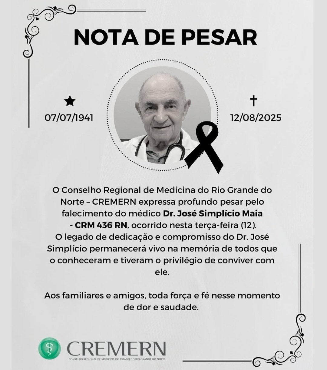 Morre o médico José Simplício Maia, referência na endocrinologia potiguar