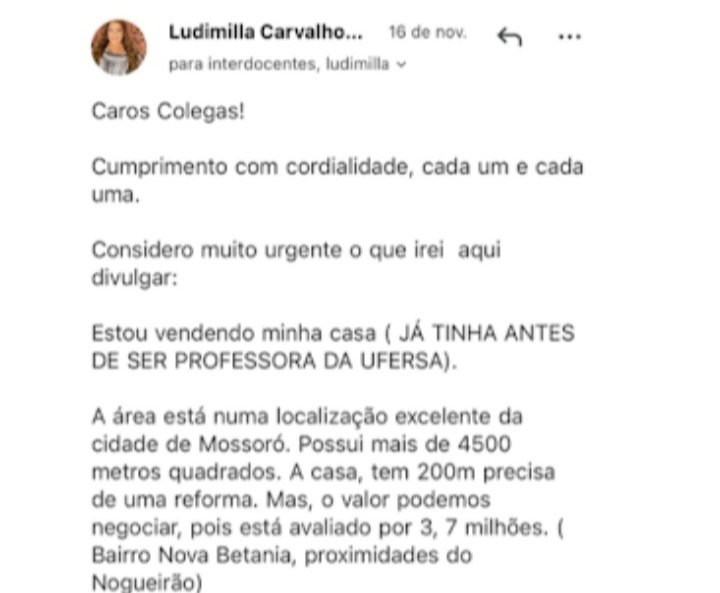 Ex-reitora da Ufersa anuncia venda de imóvel avaliado em R$ 3,7 milhões para quitar dívidas judiciais