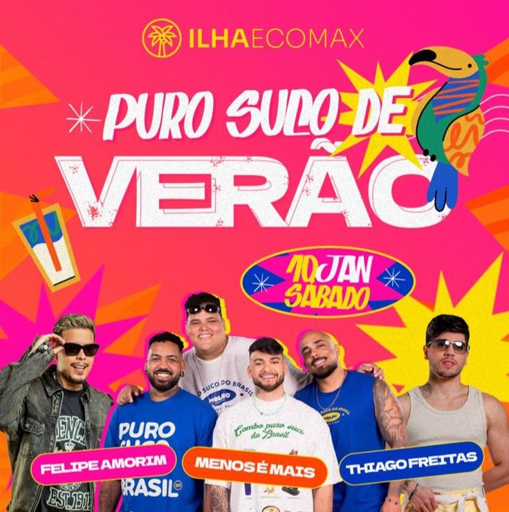 Menos é Mais, Felipe Amorim e Thiago Freitas agitam o Verão de Pirangi no sábado (10) na Ilha Ecomax