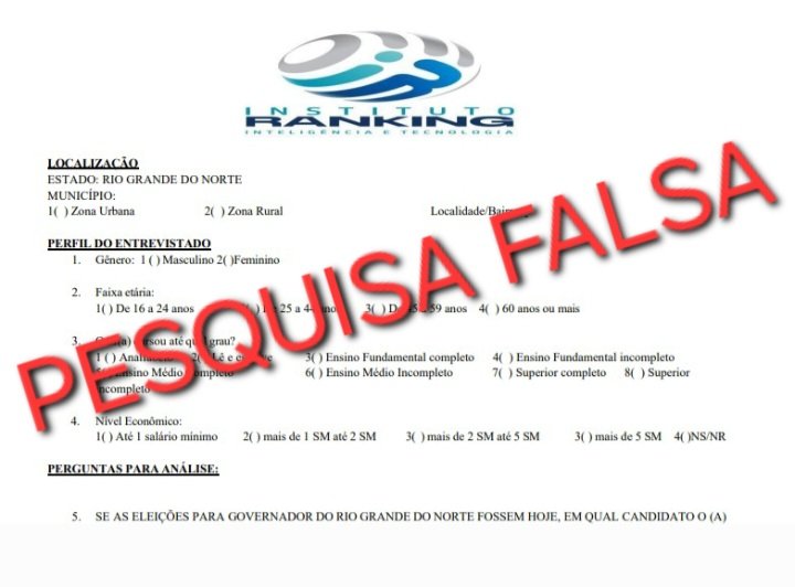 Pesquisa falsa do Instituto Data Ranking divulgada por aliados de Allyson Bezerra é alvo de ação no TRE-RN