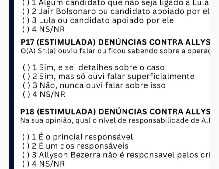 Veja perguntas impedidas de divulgação através de liminar do TRE-RN, sobre Denúncias contra Allyson Bezerra: instituto nega irregularidades